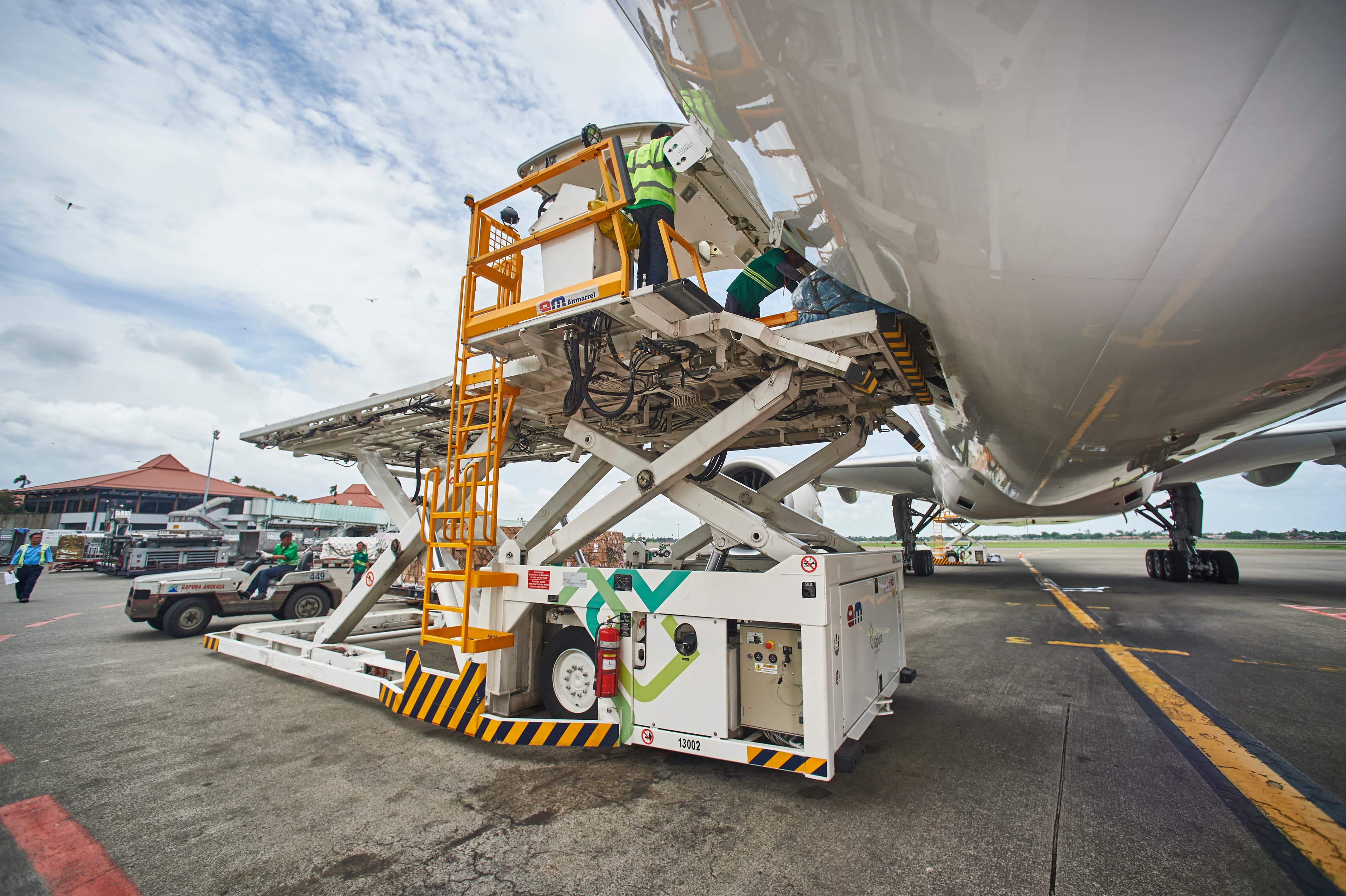Aircraft on tarmac with ground handling services